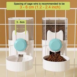 Lemtrflo Rabbit Feeder for Cage,Hanging Automatic Cat Feeder and Water Dispenser,Ferret Cage Accessories,Food Water Bowl for Cats Rabbit Guinea Pig Cages(Cage Grid Spacing Over 1.2'')