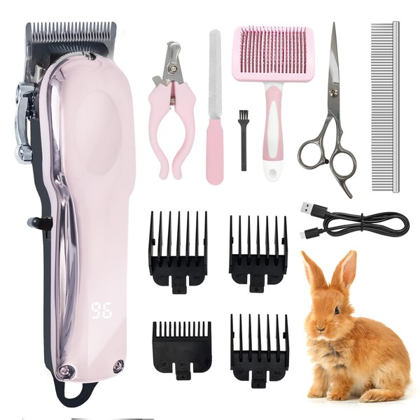 Rabbit Clippers for Grooming for Thick Heavy Coats,Quiet Cordless,Rechargeable,LED Display,High