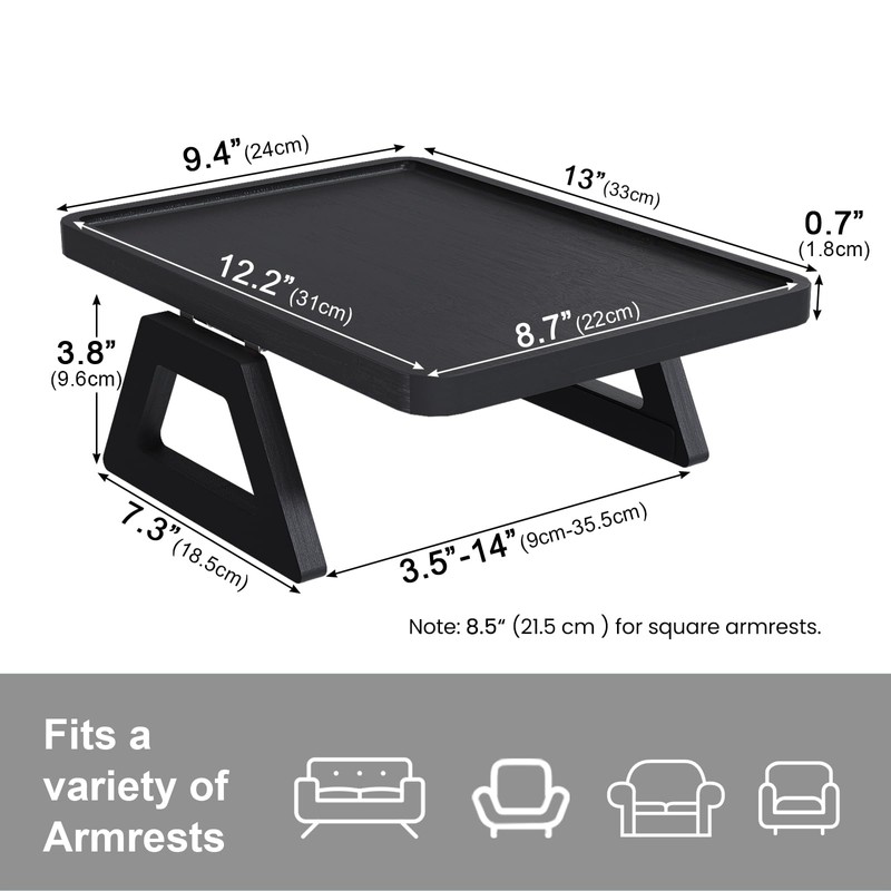 Danfoxer Couch Arm Tray,Bamboo Folding Sofa Tray,Sofa Armrest Trays Clip-On