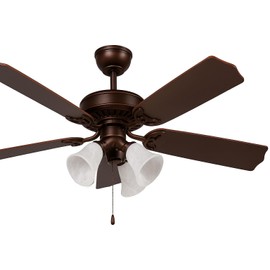 Luminance Heritage Home Oil Rubbed Bronze 52" Ceiling Fan Dual Mount 52HEH5ORB, 3x Turtle Light Kit (White Alabaster Marble Glass), Motor: 153 x 13mm Silicon Steel Motor, 12 Degree Blade Pitch