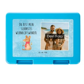 Mr. & Mrs. Panda Personalisierte Foto Brotdose Maus Weihnachten - Eisblau