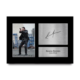 HWC Trading A4 Keanu Reeves John Wick Gifts Printed Signed Autograph Picture for Movie Memorabilia Fans