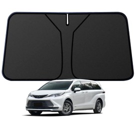 for Sienna 2021-2024 2025 L LE SE XLE Limited Van Sun Shade Windshield, Custom Fit Foldable Front Window Sunshade Sun Visor 400D Retractable Protector Car Accessories, Block UV Rays