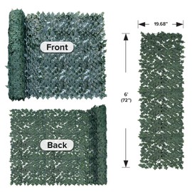 INFRANGE 6' x 20' Artificial Ivy Leaf Privacy Fence Screen Faux Leaves Hedge Greenery Wall Decoration for Balcony Yard Garden Outdoor (Dark Green)