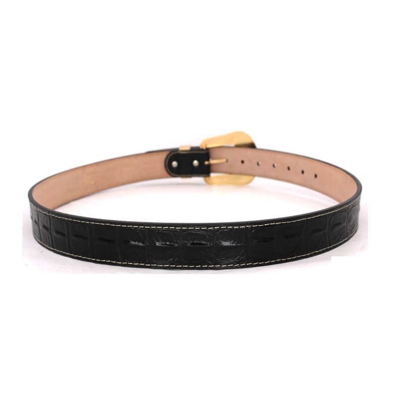 Western Belt Genuine Leather Gold Bull Longhorn Black 1 Crocodile