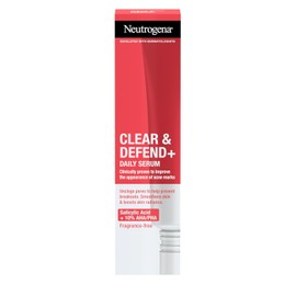 Neutrogena Clear & Defend+ Daily Serum (1 x 30 ml), Refining and Clarifying Face Serum with Salicylic Acid, AHA/PHA, Oil-Free Serum for Pimple-Prone Skin to Repel Breakouts