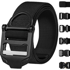 TECEUM Tactical Belt – Black B4 L – Heavy-Duty Military, Work, Hiking,Rigger, Utility, EDC Men’s Belts – Quick-Release – Nylon Web