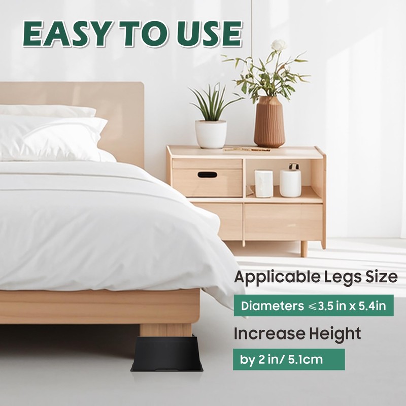 MixDora Bed Risers 2 Inch Rectangular Furniture Risers L-Shape Anti-Slip