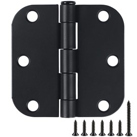 6 Pack 3 Inch Hinges Rounded Matte Black Door Hinges Interior Door Hinges Black Matte 3 Inch Door Hinges 5/8" Radius Bedroom Office Indoor/Interal Door Hinges for Doors 3 "x 3" Hardware Controls