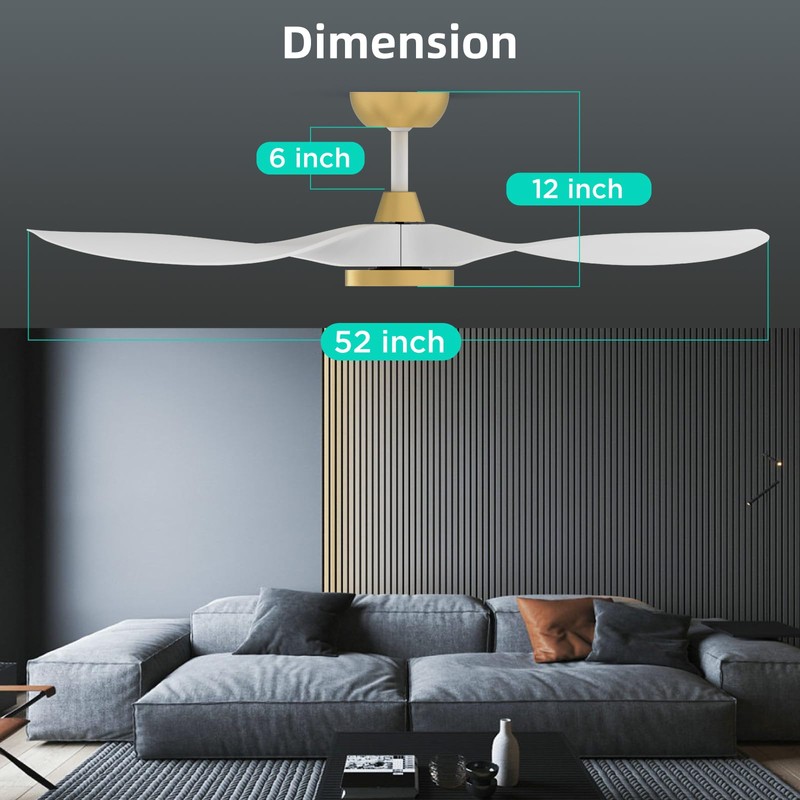 Roomratv Ceiling Fans with Lights,Large Airflow 52inch Modern Ceiling Fan