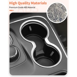 Summleaf for Dodge Durango 2011+ Gear Shift Cup Holder Cover Trim Bezel,Center Console Cup Holder Cover Trim Interior Accessories(Silver)