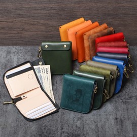 BEERBELLY Bi-fold Wallet, Small ROUND Wallet, Genuine Leather, For Uncle, Compact, Men's Gift, green