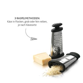 Boska Trio Formaggio/drei Käsereiben/Edelstahl/Kunststoff/Schwarz/Silber / 160 x 85 x 50 mm