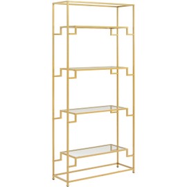 Crosley Furniture Celeste Bookshelf with Glass Shelves, Bookcase Storage, Gold