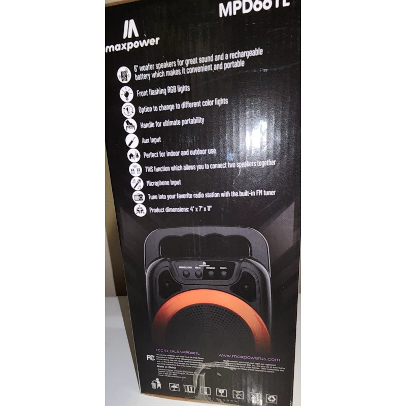 Maxpower BOOM M6 6" Portable Karaoke speaker with LED lights