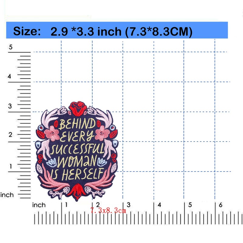 Flower Feminism Patches, 2Pcs Behind Every Successful Woman is Herself