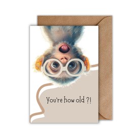 WBdesignz Birthday Card with Envelope - Greeting Card "You are how old?!" Monkey Congratulations on Birthday Greeting Card Birthday Funny Birthday Card (DIN A6)