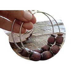 Giant hoop earrings coconut and wood eye-catching earrings