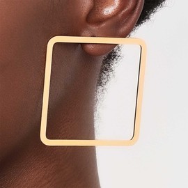 Dervivea Large Hollow Square Earrings Geometric Square Stud Earrings Gold Square Dangle Drop Earrings Open Square Hoop Earrings Minimalist Earrings Jewelry for Women and Girls