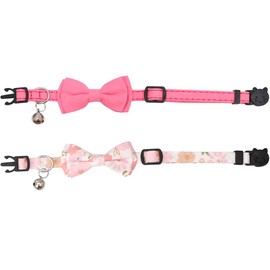 Cat Collar Breakaway with Cute Bow Tie and Bell Plaid Flower for Kitty Adjustable Safety