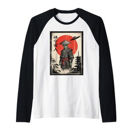 Retro Cyberpunk Samurai Japan Anime Alien Ukiyo-e Funny Art Raglan Baseball Tee