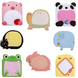 24 Pack Cute Animal Sticky Notes for Party Bags, 8 Styles 480 Sheets Party Bag Fillers for Kids, Party Favour Cartoon Animal Sticky Notes Set