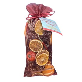 Scented Dried Fruit & Pine Cone Organza Bag – Large 250g Christmas Cinnamon Fragrance | Mixed Natural Fruits & Cones | Contents May Vary | Festive Home Decoration & Gift