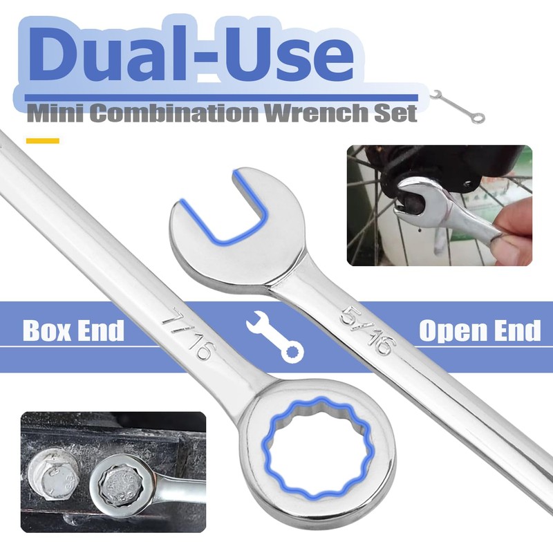 Mesee Small Wrench Set, 10 Pieces SAE Open End &
