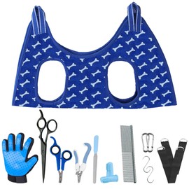 VITESSEG pet Grooming Hammock Set 15 pcs, Ideal for The Care of Dogs and Cats with Ease of use. Includes Harness, Nail Clippers, Gloves and More to Make Caring for Your Favorite Friend Easy. (Medium)