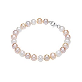 Valero Pearls Women's Bracelet 925 Sterling Silver with Freshwater Cultured Pearl, Silver