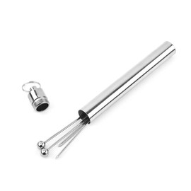 4 Pcs Stainless Steel Cocktail Picks with Holder Portable Toothpicks with Holder Appetizer Pick Fruit Stick Toothpicks Cocktail Picks Stick Cocktail Skewers Cocktail Toothpicks 4.3", Silver