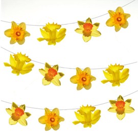 AK Giftshop Daffodil Flower Easter Bunting Party Decorations - 12pcs / 2.5m Ribbon