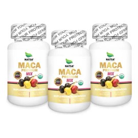 Maca Premium, Maca Amarilla, Roja y Negra 300 Cápsulas (3 Frascos 100 Cap c/u), Calidad Premium