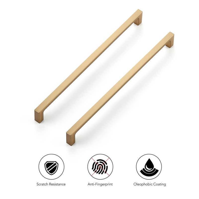 Ravinte 5-Pack 10-Inch Solid Square Cabinet Pulls - Champagne Bronze