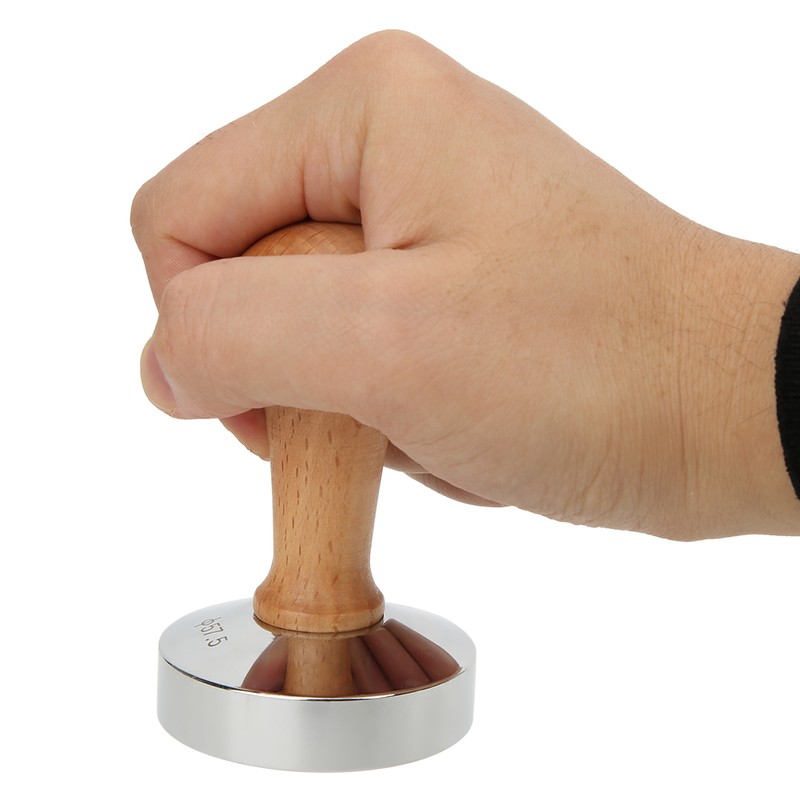 57.5mm Stainless Steel Base Coffee Powder Tamper with Wooden Handle