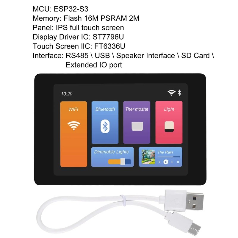 TECNOULAB 1 x development board WT32-SC01 Plus ESP32 3.5 inch