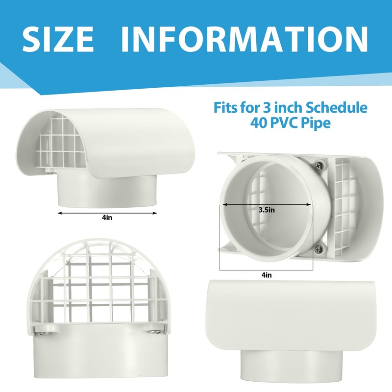 Innconee 3 Inch Radon Vent Cap for Schedule 40 Pipes