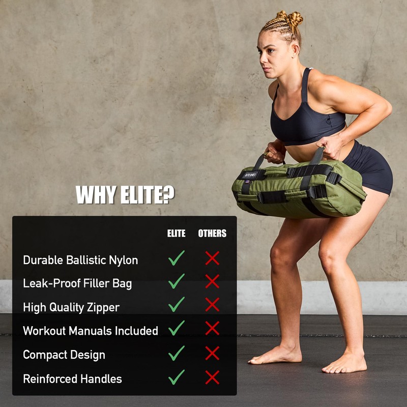 Elite Sports Workout Sandbag for Versatile, Intensive Core Muscles Fitness,