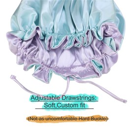 Gebelle Baby Silk Satin Bonnet Hair Care Cap Hat for Infant Toddler Kids Adjustable Reversible Sleep Caps Hair Wrap Bonnets (Adult,Aqua/Lilac)
