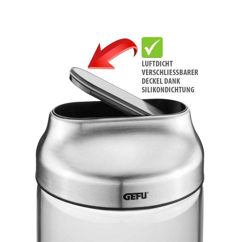 GEFU Vorratsdose KIPPO 700 ml | Glasbehälter mit Kippdeckel &
