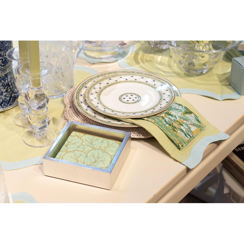Caspari Lacquer Cocktail Napkin Holder in Silver - 1 Each