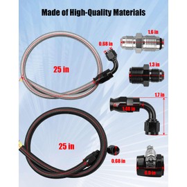 QAGGUM 25 Inch 6AN Power Steering Hose Kit Compatible with Chevy C10 LS Swap Connects GM Type 2 Power Steering Pump, Nylon Braided
