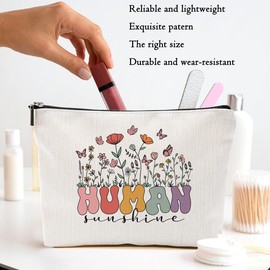 Human Sunshine Definition Inspirational Makeup Bag Cosmetic Bag Sunshine Encouragement Appreciation Gifts for Women Teacher Nurse Friend Teen Girls Organizer Zipper Makeup Toiletry Pouch