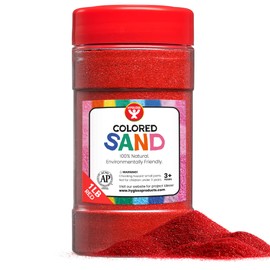 Hygloss Products Colored Play Sand - Assorted Colorful Craft Art Bucket O' Sand, Red, 1 lb