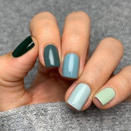 Vishine Gel Nail Polish Teal Blue Olive Green Soak Off Gift Set UV LED Art Varnish Colors UV Light LED Lamp Base Top Coat Needed Starter DIY Nails Art Home Salon Manicure Kits