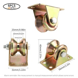 Pulley for Ropes, 6 Pieces V-Groove Roller Wheel, Heavy Duty Castors for Clothesline, Pulley System, Industrial Machinery, Roller Gates, Inverted