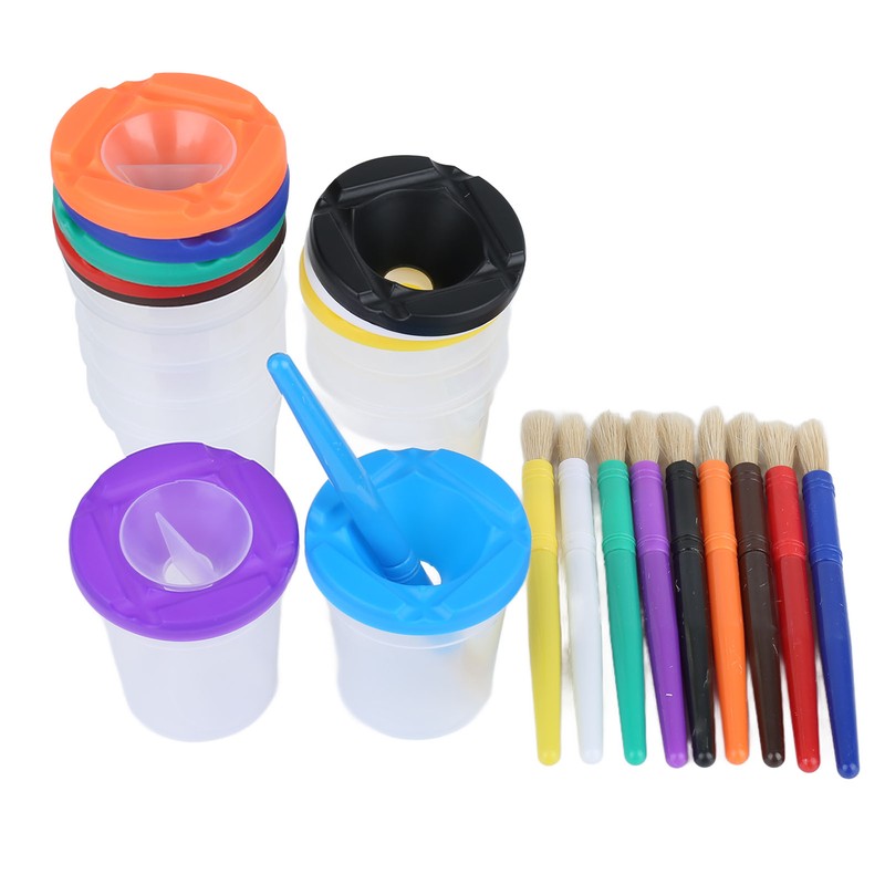 10 Pieces Spill Proof Paint Cups Kids Painting Set with