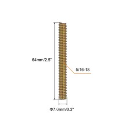 QUARKZMAN Pack of 10 Full Thread Rods, 5/16 x 2-1/2 Inch Threaded Rods, Long Thread Screws Made of Carbon Steel for Furniture, Garden, Railing, Mounting, Frame Connection, Colourful Zinc Coating