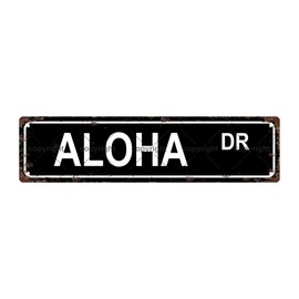 ALOHA DR Vintage Metal Tin Sign, Street Sign, Home Decor, Room Decor, Wall Decor, Bathroom Decor, Bar Decor, Cafe Decor, Garage Decor, 16 x 4 Inch