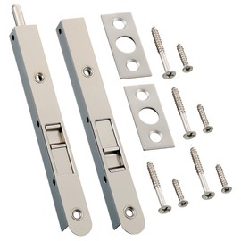 Ceoighe 2 Pack 7 Inch Flush Bolt for Double Door, Heavy Duty Chrome Plating Flush Latch Bolts, French Lock for Opening and Composite Wood Double Dummy Door (Brushed Satin Nickel)